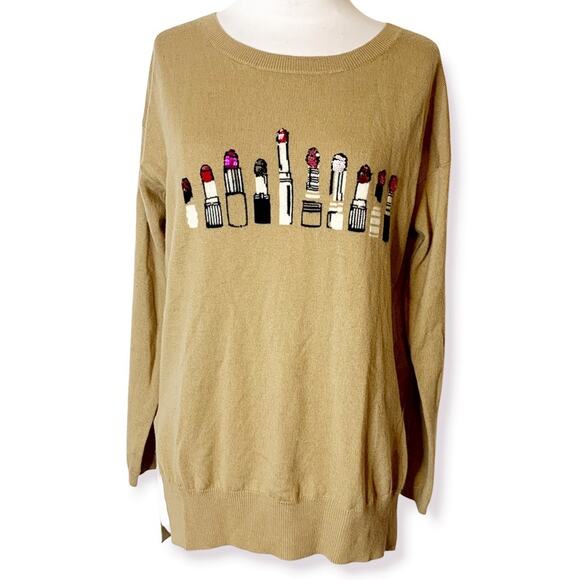 Markus Lupfer sequin lipstick merino wool sweater sz S - Picture 1 of 6